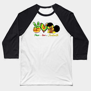 Cute Peace Love Juneteenth June 1865 African black Freedom Women Baseball T-Shirt